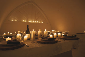 Intimate dining hall hand-carved entirely out of solid snow and ice